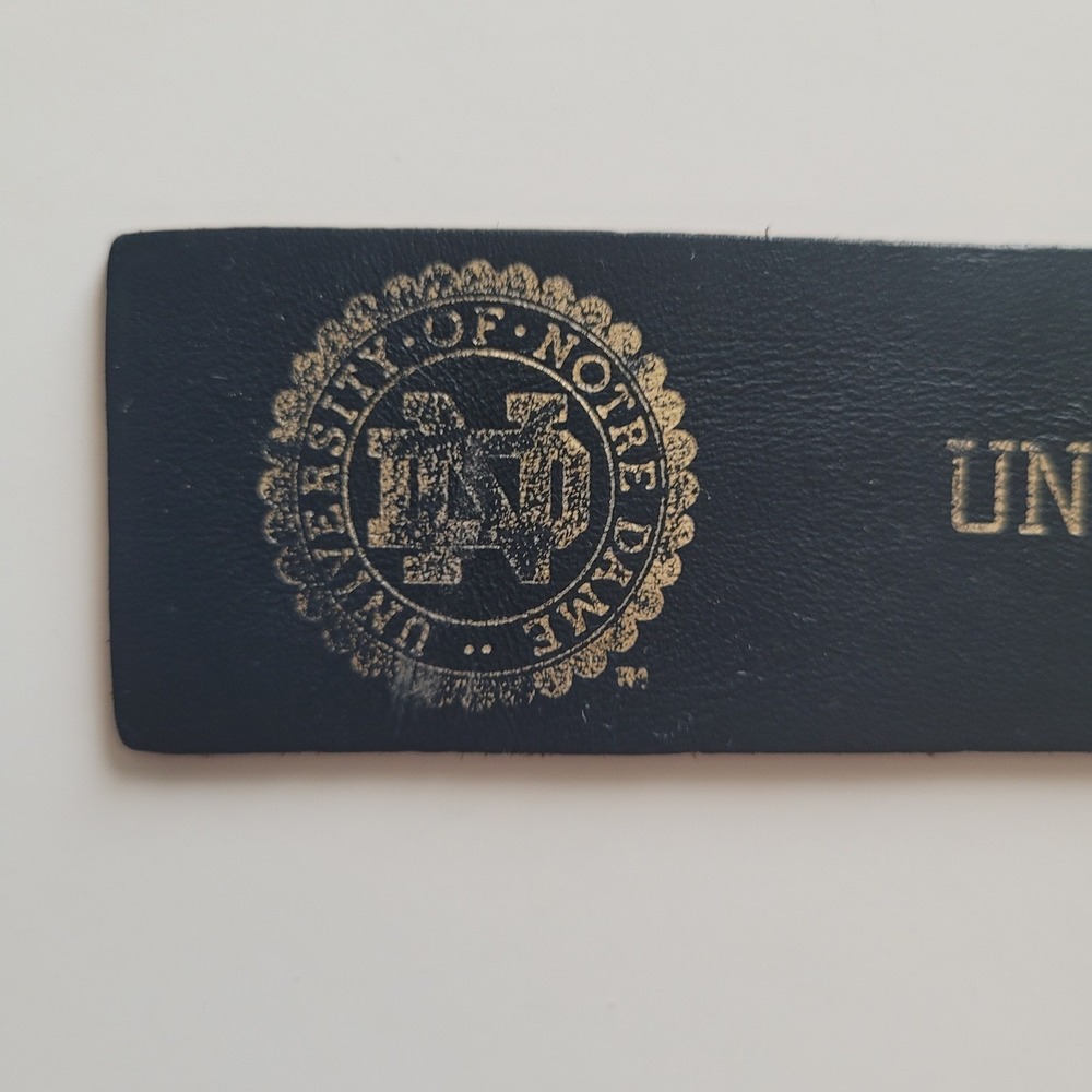 Vintage University Notre Dame‎ Bookmark Leather Fringe Black Gold Embossed - Picture 7 of 16